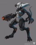 4_artificial_limbs abs anthro battle biped breasts cybernetics cyberpunk dangerous female future genitals grey_background hair holding_object holding_weapon insane long_hair looking_at_viewer machine muscular muscular_anthro muscular_female nipples organic prosthetic pussy science_fiction simple_background small_breasts solo standing tail weapon white_hair neurodyne cyborg felid mammal cyber_(disambiguation) 4:5