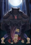 abs anthro anthro_dominating_human big_dom_small_sub big_muscles big_pecs big_penis black_body black_fur bodily_fluids clothing dominant dominant_anthro dominant_male duo erection foreskin full_moon fur genital_fluids genitals glans holding_partner huge_penis human_on_anthro humanoid_genitalia humanoid_penis imminent_anal imminent_sex interspecies looking_at_viewer male male/male moon muscular muscular_anthro muscular_male night nipples nude pecs penis pinned precum retracted_foreskin sharp_teeth size_difference smaller_human smaller_male submissive submissive_human submissive_male teeth tongue tongue_out torn_clothing underwear vein veiny_penis luiixury fairy_tales little_red_riding_hood_(copyright) mythology canid canine canis human mammal mythological_canine mythological_creature werecanid werecanine werecreature werewolf wolf absurd_res hi_res