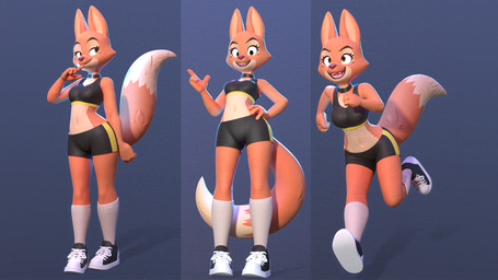 anthro athletic athletic_wear biped bottomwear bra breasts clothed clothing collar countershading dipstick_tail eyebrows eyelashes female fingers footwear fully_clothed fur green_eyes gym_bottomwear gym_shorts hand_on_hip long_legs markings medium_breasts midriff navel open_mouth open_smile orange_body orange_fur plantigrade shoes shorts smile sneakers solo sports_bra standing tail tail_markings tan_body tan_fur three-quarter_view underwear lemurfeature dreamworks the_bad_guys diane_foxington canid canine fox mammal 16:9 2025 3d_(artwork) adversarial_noise digital_media_(artwork) full-length_portrait hi_res portrait shaded widescreen
