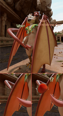 anthro balls duo erection female genitals licking male male/female membrane_(anatomy) membranous_wings navel nude nude_anthro nude_female nude_male penis tail tail_fetish tail_mouth tail_play text tongue unusual_anatomy unusual_tail wings hiddenmask18 mythology nintendo the_legend_of_zelda tila_(hiddenmask18) tulin_(tloz) avian dragon mythological_creature mythological_scalie rito scalie 3d_(artwork) blender_(artwork) comic digital_media_(artwork) english_text hi_res