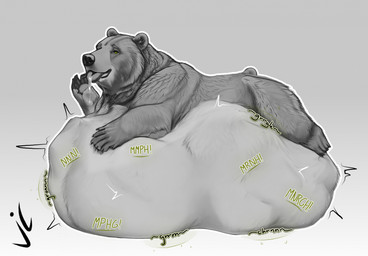abdominal_bulge after_vore belly big_belly bodily_fluids drooling feral feral_pred huge_belly oral_vore rumbling_stomach saliva struggling struggling_prey tongue tongue_out vore justlooking000 bear mammal hi_res
