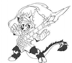 anthro biped bottomwear clothing cloven_hooves cross electric_guitar guitar hat headgear headwear hooves male musical_instrument playing_guitar playing_music plucked_string_instrument shorts solo standing string_instrument null-ghost canid canine mammal line_art monochrome