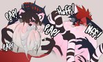 2_tails anal balls balls_deep big_balls black_body black_fur black_hair black_nose blush bodily_fluids butt butt_squish cheek_tuft cum cum_drip cum_in_mouth cum_inside cum_on_balls cum_on_body cum_on_butt cum_on_face cum_on_self dripping drooped_ears ear_piercing electricity facial_tuft feet fellatio fur genital_fluids genitals grabbing_from_behind grey_body grey_fur grey_hair hair hand_on_butt hindpaw holding_down huge_balls leg_wrap lightning lightning_bolt looking_pleasured male male_rimming multi_tail multicolored_body multicolored_fur multicolored_hair onomatopoeia oral oral_penetration pawpads paws paws_on_head penetration penile piercing pink_body pink_fur plap red_body red_fur red_hair rimming rimming_ambiguous sex simple_background sound_effects squeezing squish tail text tuft white_body white_fur white_hair doink_(artist) flint_(flintsnowfox) canid canine felid feline fox mammal pantherine red_fox tiger true_fox english_text hi_res