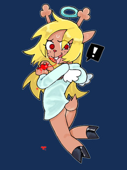 anthro blonde_hair blood bodily_fluids bottomless bottomless_female buckteeth butt caught clothed clothing countershade_tail countershading drooling exclamation_point female freckles hair heart_symbol hooves insane no_underwear red_eyes red_nose saliva scut_tail short_tail snowgrave solo sweat tail teeth wings 1her0 deltarune undertale_(series) noelle_holiday deer mammal new_world_deer reindeer soul_(undertale) alpha_channel