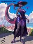 anthro barefoot big_breasts big_tail biped bisexual_pride_colors black_body black_scales breasts camel_toe city cleavage clothed clothing cloud countershading curvy_anthro curvy_female curvy_figure detailed_background dress feet female g-string hat headgear headwear heart_eyes heart_symbol hourglass_figure hourglass_figured_anthro hourglass_figured_female huge_tail lgbt_pride long_tail multicolored_clothing multicolored_g-string multicolored_thong multicolored_underwear non-mammal_breasts pink_body pink_countershading pride_color_clothing pride_color_g-string pride_color_thong pride_color_underwear pride_colors pride_heart purple_body purple_scales scales sky small_waist solo speech_bubble tail thick_tail thong underwear wide_hipped_anthro wide_hipped_female wide_hips thyhsilverfeet game_freak nintendo pokemon generation_7_pokemon pokemon_(species) reptile salazzle scalie hi_res