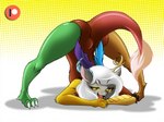 anthro ass_up butt crossgender female gradient_background jack-o'_pose looking_at_viewer mtf_crossgender nude pose simple_background solo yellow_background boastudio friendship_is_magic hasbro my_little_pony discord_(mlp) chimera draconequus hi_res