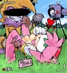 abdominal_bulge anthro anthro_on_anthro anthro_penetrated anthro_penetrating anthro_penetrating_anthro areola biped black_text breasts brown_clothing brown_gloves brown_handwear camera camera_hud canon_x_oc censor_bar censored_eyes clothing conjoined_eyes duo eye_roll fangs featureless_chest featureless_feet feet female female_anthro female_penetrated fingerless_gloves from_front_position fur genitals gloves grass green_eyes handwear head_tuft heart_symbol hooves interspecies lying male male/female male_anthro male_penetrating male_penetrating_female medium_breasts mostly_nude mostly_nude_anthro mostly_nude_female mostly_nude_male multicolored_body multicolored_fur navel nipples on_back open_mouth open_smile outside outside_sex penetration penile penile_penetration penis penis_in_pussy pink_areola pink_body pink_ears pink_fur pink_nipples pink_tongue plant plantigrade pointy_ears prick_ears purple_body purple_fur purple_hooves purple_penis recording red_hairband sex smile soles speech_bubble tan_body tan_fur tan_inner_ear teeth text tongue tripod tuft two_tone_body two_tone_fur vaginal vaginal_penetration vein veiny_penis white_clothing white_gloves white_handwear yellow_body yellow_fur rexuranus sega sonic_the_hedgehog_(series) amy_rose fan_character rock_the_bull bovid bovine cattle eulipotyphlan hedgehog mammal 2025 english_text hi_res