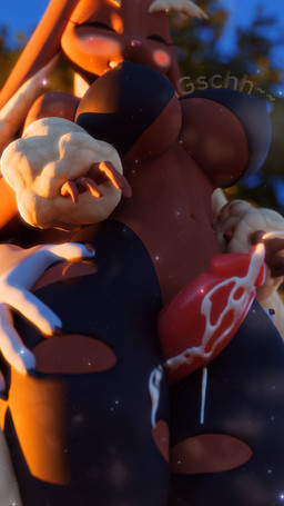 4_fingers animal_genitalia animal_penis anthro big_breasts black_clothing black_legwear black_thigh_highs blue_sky blurred_background bodily_fluids breasts brown_body canine_genitalia canine_penis claws clenched_teeth clothing cum cum_on_clothing cum_on_leg cum_on_penis cum_on_thigh_highs day duo erection eyes_closed faceless_anthro faceless_character faceless_male female fingers floppy_ears genital_fluids genitals hand_on_another's_thigh hand_on_leg hand_on_thigh interspecies legwear long_ears male male/female navel nipple_outline nipples outside outside_sex particles penis penis_tip pink_nipples pokephilia red_penis sex sky teeth thick_thighs thigh_highs thigh_sex tilde_after_text torn_thigh_highs under_boob ventral_groove wide_hips mrs_dexie calixto_(modeler) warfaremachine_(modeler) nintendo pokemon warfare_mega_lopunny canid canine generation_6_pokemon lagomorph mammal mega_evolution mega_lopunny pokemon_(species) 2025 3d_(artwork) absurd_res digital_media_(artwork) hi_res