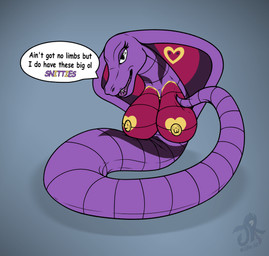 apode areola big_breasts breasts busty_feral female feral legless markings nipples non-mammal_breasts non-mammal_nipples purple_body serpentine solo speech_bubble heyupyoursjr nintendo pokemon valireen_(zaezar) arbok cobra draconcopode generation_1_pokemon naga pokemon_(species) reptile scalie snake absurd_res hi_res