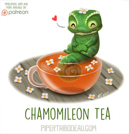 ambiguous_gender beverage chamomile container cup eyes_closed feral flower furniture green_body green_scales heart_symbol humor plant pun scales simple_background smile solo table tan_body tan_scales tea tea_cup visual_pun white_background piper_thibodeau chameleon lizard reptile scalie digital_media_(artwork) digital_painting_(artwork) painting_(artwork)
