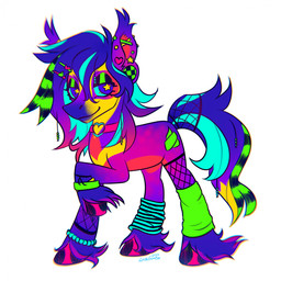 black_hair blue_body blue_eyes blue_fur blue_hair closed_smile clothing cutie_mark ear_piercing ear_stud eyelashes female female_feral feral fur gauged_ear green_hair hair industrial_piercing industrial_piercing_ladder legwear mouth_closed multicolored_hair narrowed_eyes piercing pupils purple_body purple_fur purple_hair red_body red_fur side_view simple_background slight_smile smile solo sparklefur white_background yellow_pupils lostgoose hasbro my_little_pony equid equine horse mammal 1:1 2024 dated hi_res signature