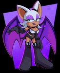 anthro armwear boots breasts cleavage clothed clothing elbow_gloves eyeshadow female footwear fur gloves handwear high_heeled_boots high_heels lipstick makeup narrowed_eyes shoes simple_background solo white_body white_fur wings candycatstuffs sega sonic_the_hedgehog_(series) rouge_the_bat bat mammal hi_res signature