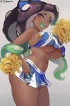 2022 5_fingers animal_humanoid bottomwear breasts butt cephalopod cephalopod_humanoid cheerleader clothed clothing curvy_figure female fingers hi_res humanoid jtveemo looking_at_viewer marina_(splatoon) marine marine_humanoid mollusk mollusk_humanoid navel navel_piercing navel_stud nintendo octarian octoling one_eye_closed open_mouth piercing pom_poms pseudo_hair simple_background skirt solo splatoon standing tentacle_hair tentacles thick_thighs under_boob voluptuous wink