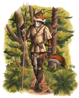 4_toes 5_fingers accessory anthro armor basket belt black_body black_fur blue_eyes brown_body brown_fur clothing container day detailed_background ears_front feet fingers footwear forest fur grass headband jewelry knife leggings legwear looking_forward male markings necklace outside path plant sandals scar shirt shoes solo straps striped_markings striped_tail stripes tail tail_markings toes topwear tree vambrace walking weapon white_body white_fur 0laffson sakara_(metrofox2) canid canine fox mammal 2021 dated hi_res painting_(artwork) signature traditional_media_(artwork) traditional_painting_(artwork) traditional_watercolor_(artwork) watercolor_(artwork)