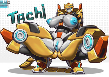 big_breasts black_body blue_eyes blue_nipples blue_vulva breasts eyelashes female genitals glowing glowing_eyes huge_breasts looking_at_viewer machine multicolored_body narrowed_eyes nipples shaded_face solo spread_legs spreading tail thick_thighs tire vulva white_body wide_hips yellow_body albinionart metalcard_bot taki_(metalcard_bot) cheetah felid feline humanoid mammal robot robot_humanoid 2026 digital_drawing_(artwork) digital_media_(artwork)