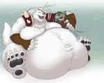 anthro belly big_belly burping eye_patch eyes_closed eyewear fully_inside fur group hand_on_belly male moobs open_mouth overweight sharp_teeth size_difference teeth tongue vore white_body white_fur eggo21 league_of_legends riot_games tencent rengar_(lol) yordle sabertooth_(disambiguation)