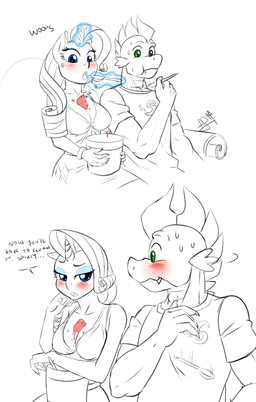 2014 anthro anthrofied black_and_white blue_eyes blush breasts cleavage clothed clothing comic couple cutie_mark dragon duo english_text equine eyeshadow fangs female food friendship_is_magic green_eyes hair horn ice_cream makeup male mammal monochrome my_little_pony pia-sama plain_background rarity_(mlp) sitting slit_pupils spike_(mlp) spoon sweat text unicorn white_background
Rating: Safe
Score: 14
User: 2DUK
Date: May 01, 2014 2014 anthro anthrofied black_and_white blue_eyes blush breasts cleavage clothed clothing comic couple cutie_mark dragon duo english_text equine eyeshadow fangs female food friendship_is_magic green_eyes hair horn ice_cream makeup male mammal monochrome my_little_pony pia-sama plain_background rarity_(mlp) sitting slit_pupils spike_(mlp) spoon sweat text unicorn white_background
Rating: Safe
Score: 14
User: 2DUK
Date: May 01, 2014