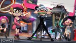 bdsm bondage bound clothing cuff_(restraint) female group latex latex_clothing latex_skinsuit public public_sex restraints sex sex_toy skinsuit tight_clothing vibrator owo_sfm nintendo splatoon agent_8_(splatoon) callie_(splatoon) inkling_girl marie_(splatoon) marina_(splatoon) octoling_girl cephalopod humanoid inkling marine mollusk 16:9 3d_(artwork) 4k absurd_res digital_media_(artwork) hi_res widescreen