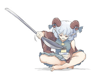 accessory barefoot blue_clothing blue_dress bovid_horn bow_ribbon bowl caprine_horn clenched_teeth clothing container crossed_legs curly_hair cutlery dessert dress feet female food furgonomics hair holding_bowl holding_container holding_food holding_object holding_spoon horn horn_accessory horn_bow horn_ribbon humanoid_pointy_ears kitchen_utensils motion_lines narrowed_eyes pointy_ears pudding red_horn ribbons simple_background sitting solo spoon teeth tools white_background white_hair peroponesosu touhou yuuma_toutetsu animal_humanoid bovid bovid_humanoid caprine caprine_humanoid horned_humanoid humanoid mammal mammal_humanoid hi_res