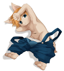 3_toes 4_fingers :< anthro black_nose blonde_hair blue_clothing blue_overalls chest_tuft clothed clothing countershading feet fingers fluffy fur glistening glistening_eyes hair hand_on_forehead hands_above_head high-angle_view kemono male mostly_nude narrowed_eyes navel overalls overalls_only pink_inner_ear shota solo tan_body tan_fur toes topless triangle_nose tuft undressing white_body white_clothing white_countershading white_ears young young_anthro kintubaovo canid canine canis domestic_dog mammal 2021 absurd_res digital_media_(artwork) hi_res shaded