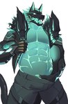 abs anthro blue_body bottomwear claws clothed clothing hand_in_pants male muscular no_shirt no_underwear pants pants_only pecs sharp_teeth shirtless shirtless_male solo teeth v-line shenqimmm epic_games fortnite mythology cerberus_(fortnite) canid canid_demon canine canis demon hellhound humanoid mammal mythological_canine mythological_creature wolf himbo hi_res