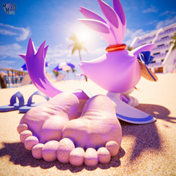 anthro barefoot beach feet female foot_focus purple_body sand sand_on_foot soles solo toes milkmeister3d sega sonic_the_hedgehog_(series) blaze_the_cat domestic_cat felid feline felis mammal 1:1 3d_(artwork) absurd_res digital_media_(artwork) hi_res