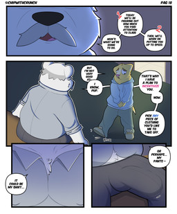 age_difference anthro balls belly big_balls big_bulge big_penis bulge clothing daddy_kink dialogue dominant dominant_anthro dominant_male duo facial_hair facial_piercing fur genitals imminent_sex imprint larger_dom male male/male mature_anthro mature_male mustache nipple_outline nipples nose_piercing nose_ring older_male onomatopoeia overweight overweight_anthro overweight_male pecs penis piercing ring_piercing sitting sitting_on_desk size_difference sound_effects speech_bubble spread_legs spreading student tail teacher teacher_and_student text tuft white_body white_fur yellow_body yellow_fur crunchychip mr_arthur_(crunchychip) zach_(crunchychip) bear canid canine canis domestic_dog mammal polar_bear shiba_inu spitz ursine absurd_res comic english_text hi_res
