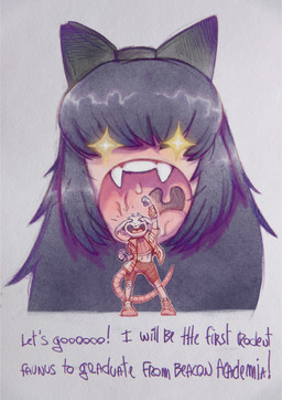 animal_ears anthro anthro_prey black_hair blue_text buckteeth casual_vore clothing disembodied_head duo fangs female female_pred fist fist_in_the_air hair humanoid_pred imminent_vore jacket long_hair long_tail macro_pred male male_prey micro_prey midriff navel open_mouth oral_vore raised_fist raised_hand size_difference star_eyes tail teeth text topwear uvula vore noilylo rooster_teeth rwby blake_belladonna animal_humanoid cat_humanoid faunus felid felid_humanoid feline feline_humanoid humanoid mammal mammal_humanoid mouse murid murine rodent 2023 absurd_res digital_drawing_(artwork) digital_media_(artwork) english_description english_text hi_res painting_(artwork) procreate_(artwork) watercolor_(artwork)