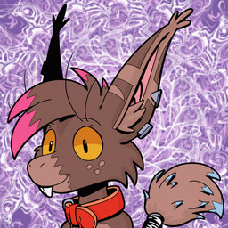 abstract_background brown_body brown_fur cheek_tuft collar ear_piercing ear_tuft facial_tuft fur orange_sclera piercing purple_background red_collar sharp_teeth simple_background smile squigglevision tail tail_tuft tail_wraps teeth tuft whiskers wraps trevor-fox out-of-placers pngtuber trevor-fox_(character) mammal yinglet 1:1 2025 animated headshot_portrait portrait