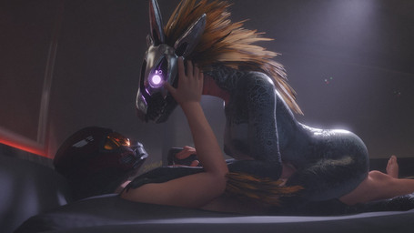 3_fingers anthro anthro_on_top arm_feathers arm_tuft armor avian_caruncle bed black_nipples breasts claws duo faceless_character faceless_human faceless_male feather_hair feathered_crest feathers female female_on_human female_on_top finger_claws fingers from_front_position furniture glowing glowing_eyes hand_holding hand_on_face hand_on_shoulder head_crest headgear headgear_only helmet helmet_only human_on_anthro human_on_bottom interspecies light_body light_skin lying male male/female male_on_anthro male_on_bottom marines nipples non-mammal_breasts nude odst on_back on_bed on_bottom on_top pink_eyes pseudo_hair reverse_missionary_position romantic romantic_couple romantic_sex sex sharp_teeth teeth tuft unsc xenophilia yellow_body yellow_feathers synca pickle_juice_(modeler) halo_(series) microsoft xbox_game_studios syn_cah alien avian human kig-yar mammal scalie t'vaoan 16:9 3d_(artwork) colored digital_media_(artwork) hi_res widescreen