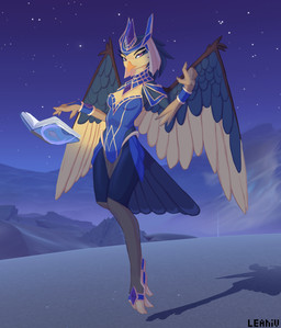 anthro beak biped book breasts clothed clothed_anthro clothed_female clothing feathers female fingers front_view grey_body grey_feathers headgear headwear humanoid_hands levitation low-angle_view night non-mammal_breasts outside purple_eyes shadow small_breasts solo star tail tail_feathers text wings wristband yellow_body yellow_feathers vinael avian bird 2023 absurd_res artist_name colored hi_res shaded