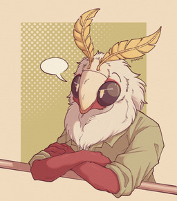 ambiguous_gender antennae_(anatomy) anthro clothing collared_shirt compound_eyes crossed_arms dress_shirt empty_speech_bubble exoskeleton eyebrows fluffy_antennae fur green_clothing green_shirt green_topwear raised_eyebrow red_body red_exoskeleton red_fur rolled_up_sleeves shirt simple_background solo speech_bubble topwear white_body white_fur yellow_antennae gunwasp arthropod insect lepidopteran luna_moth moth saturniid 2026 clip_studio_paint_(artwork) digital_drawing_(artwork) digital_media_(artwork) half-length_portrait portrait shaded