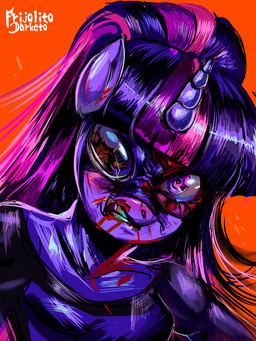 anthro blood bodily_fluids broken_glasses duo eyewear female feral glasses glistening glistening_eyes grimdark horn reflection simple_background superhero superhero_costume frijolito_darketo friendship_is_magic hasbro my_little_pony mythology invincible_(character) tirek_(mlp) twilight_sparkle_(mlp) equid equine mammal mythological_creature mythological_equine unicorn 3:4 absurd_res better_version_at_source hi_res