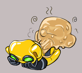 ambiguous_gender anthro clothing eyewear gesture glistening glistening_body glistening_clothing gloves glue glue_covered goggles goo_drip hand_behind_back handwear latex latex_clothing latex_skinsuit mask nose_bubble pulling_mask removing_mask simple_background skinsuit slime solo tail tight_clothing undressing yellow_latex owy bloons_tower_defense ninja_kiwi glue_gunner haplorhine mammal monkey primate