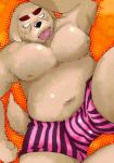 anthro belly black_nose boxers_(clothing) clothed clothing male moobs navel nipples overweight overweight_anthro overweight_male pattern_clothing pattern_underwear solo striped_clothing striped_underwear stripes tongue tongue_out underwear underwear_only doromiez canid canine canis domestic_dog mammal 2011