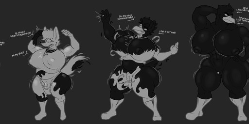 abs anthro balls beak big_butt big_muscles big_pecs braces bulge butt butt_expansion calling_for_help clothing confusion cross cross_necklace detailed_bulge duo exclamation_point expansion eyes_closed feather_hair feathers footwear fur genital_outline genitals genitals_shrinking growth hair hand_behind_head hand_behind_own_head hand_on_hip hand_on_own_hip huge_pecs jewelry male mid_transformation muscle_growth muscular muscular_anthro muscular_male necklace nude one_eye_closed pecs pecs_expansion penis penis_outline penis_shrinking pose pseudo_hair questionable_consent ring scared shirt small_balls small_penis smile socks solo standing tail tail_feathers tank_top teeth text thick_thighs thong topwear torn_clothing torn_tank_top torn_thong torn_underwear transformation transformation_sequence underwear white_clothing white_footwear white_socks itsme_hilo lud_(ludlerenardnsfw) avian bird canid canine canis corvid corvus_(genus) crow fox mammal oscine passerine 2025 absurd_res digital_media_(artwork) english_text hi_res monochrome signature