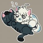 black_body black_fur cuddling duo fur grey_background machine pink_inner_ear simple_background sleeping sound_effects vowelless vowelless_sound_effect white_body white_fur zzz conditional_dnp muffinlewds cat_game-the_cats_collector! danganronpa danganronpa_v3 minomonsters_inc. spike_chunsoft k1-b0 shuichi_saihara domestic_cat felid feline felis mammal robot 1:1 hi_res