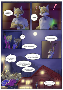 anthro blonde_hair blue_eyes border clothed clothing dialogue duo exclamation_point eyebrows eyewear female glasses group hair male solo speech_bubble tail text trio white_border young young_anthro young_female young_male galo henry_(tycloud) tammy_(tycloud) tycloud canid canine fox mammal absurd_res comic english_text hi_res multiple_scenes cousins_(lore)