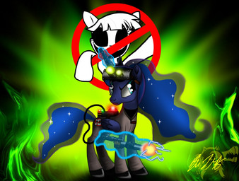 female green_background horn simple_background smile solo wings mitsi1991 friendship_is_magic ghostbusters hasbro my_little_pony mythology princess_luna_(mlp) twilight_sparkle_(mlp) equid equine ghost mammal mythological_creature mythological_equine spirit winged_unicorn