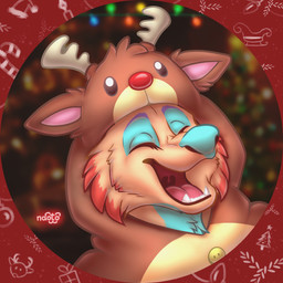 anthro christmas_decorations christmas_lights clothing female happy holidays kigurumi onesie solo naoto christmas deer mammal manokit new_world_deer reindeer 1:1 absurd_res hi_res icon