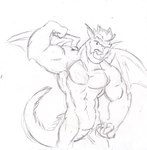 anthro looking_at_viewer male muscular muscular_male smile solo standing wings cobaltcerberus american_dragon:_jake_long disney mythology jake_long dragon mythological_creature mythological_scalie scalie sketch traditional_media_(artwork)