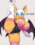 anthro big_breasts blush breasts clothed clothing female legwear raised_leg solo spread_legs spreading wings kuru_tyan sega sonic_the_hedgehog_(series) rouge_the_bat bat mammal 2025 hi_res