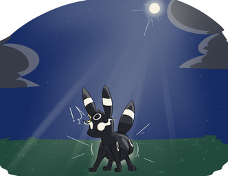 belly black_body feral inflation moon night outside simple_background solo thatoneaceguy nintendo pokemon eeveelution generation_2_pokemon pokemon_(species) umbreon 2025
