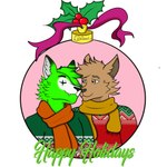 anthro clothing duo holidays holly_(plant) male plant scarf sweater topwear catitosweet christmas canid canine fox mammal 1:1 hi_res