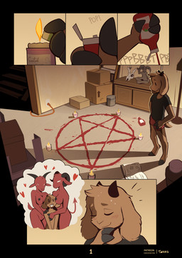 anthro anthro_on_anthro bulge clothed clothed_anthro clothed_male clothing curvy_figure detailed_background fantasizing female female_anthro fingers floppy_ears fully_clothed fully_clothed_anthro fully_clothed_male fur group hooved_fingers hooves hourglass_figure male male/female male_anthro nude nude_anthro nude_female occult_symbol open_mouth pentagram red_body slim_anthro smile solo_focus symbol tail tan_body tan_fur text trio twang glace_(glaceiscoffee) bovid caprine caprine_demon demon goat goat_demon mammal sheep_demon 2026 artist_name colored digital_drawing_(artwork) digital_media_(artwork) english_text hi_res shaded signature