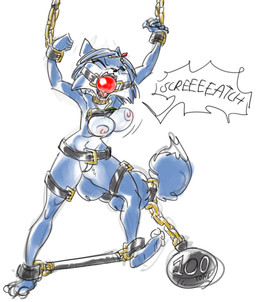 3_toes anthro ball_and_chain ball_gag barefoot bdsm belt bondage bound breasts chain chained cuff_(restraint) feet female forced fur gag gagged hair nipples nude open_mouth plantigrade restrained restraints screaming shackles slave soles solo submissive submissive_female toes torture oddjuice nintendo star_fox krystal_(star_fox) canid canine fox mammal digital_media_(artwork) hi_res