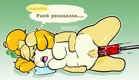 anthro belly blush bodily_fluids breasts dildo dildo_in_vagina dildo_insertion drooling ejaculation featureless_breasts female fucking_machine fur genital_fluids genitals hair lying machine masturbation narrowed_eyes navel nude obese obese_anthro obese_female on_side open_mouth orgasm overweight overweight_anthro overweight_female penetration profanity pubes saliva saliva_puddle sex_toy sex_toy_in_vagina sex_toy_insertion simple_background solo tail teeth text thought_bubble tongue vaginal vaginal_fluids vaginal_fluids_on_dildo vaginal_masturbation vaginal_penetration vaginal_squirting vulva yellow_body yellow_fur voidsdroids animal_crossing nintendo isabelle_(animal_crossing) canid canine canis domestic_dog mammal shih_tzu toy_dog digital_media_(artwork) english_text hi_res