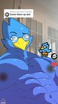 abs anthro beak blue_body blue_feathers clothed clothing comment eyebrows eyewear feathers glasses heart_symbol inside looking_at_viewer male muscular muscular_male nipples pecs plushie raised_eyebrow shirtless smile smug solo text topless yellow_beak elpiratalakshm1 cover_them_up_slut deltarune undertale_(series) berdly toriel avian bird bovid caprine goat mammal 9:16 english_text hi_res meme