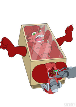 anal anal_penetration anthro bdsm big_breasts bound box breasts container female fucking_machine genitals green_eyes in_box in_container legs_tied machine nipples non-mammal_breasts nude nude_anthro nude_female on_display penetration red_body robotic_arm solo spread_vulva spreading tail tail_tied vulva kandlin mythology setta_flamowitz dragon mythological_creature mythological_scalie scalie 2024 hi_res story story_in_description