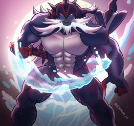 5_fingers anthro anthrofied biped elemental_manipulation fingers holding_melee_weapon holding_object holding_sword holding_weapon humanoid_hands male melee_weapon muscular muscular_anthro muscular_male muscular_thighs navel nude pokemorph red_nose standing sword water_manipulation weapon robinmg_45 nintendo pokemon generation_8_pokemon hisuian_form hisuian_samurott pokemon_(species) regional_form_(pokemon) 2022 absurd_res colored hi_res signature
